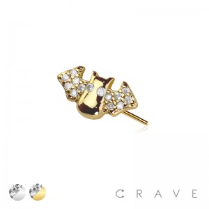 316L SURGICAL STEEL THREADLESS PUSH IN MULTI CZ BAT TOP PART (ONLY)